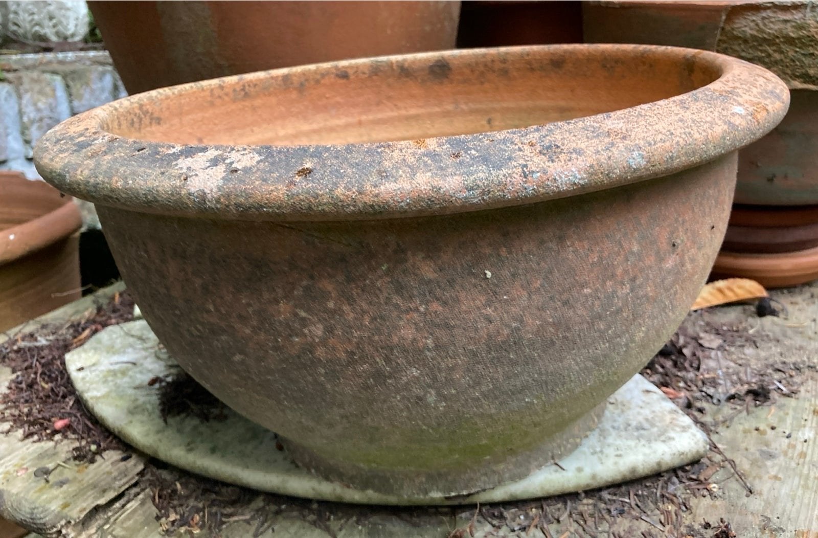 Grote terracotta plantenbak, Tuin en Terras, Bloempotten, 25 tot 40 cm, Gebruikt, Balkon, Rond