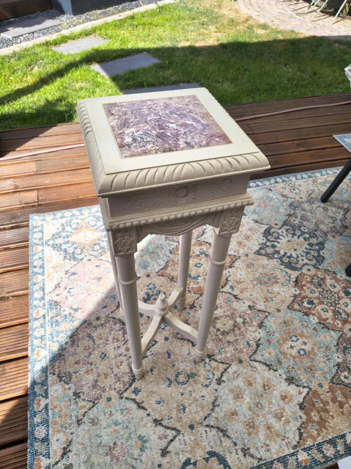 Decoratieve plantentafel/zuil met marmeren blad, Ophalen