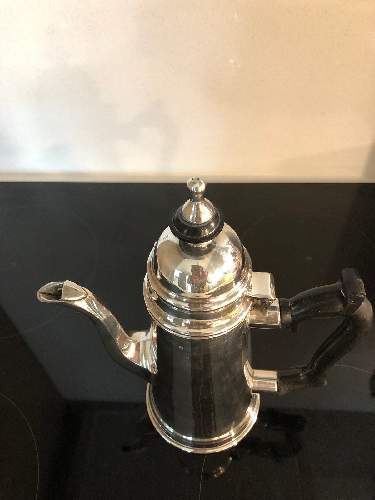 Antieke, verzilverde kannen; koffiekan, bakelieten handvat., Ophalen of Verzenden