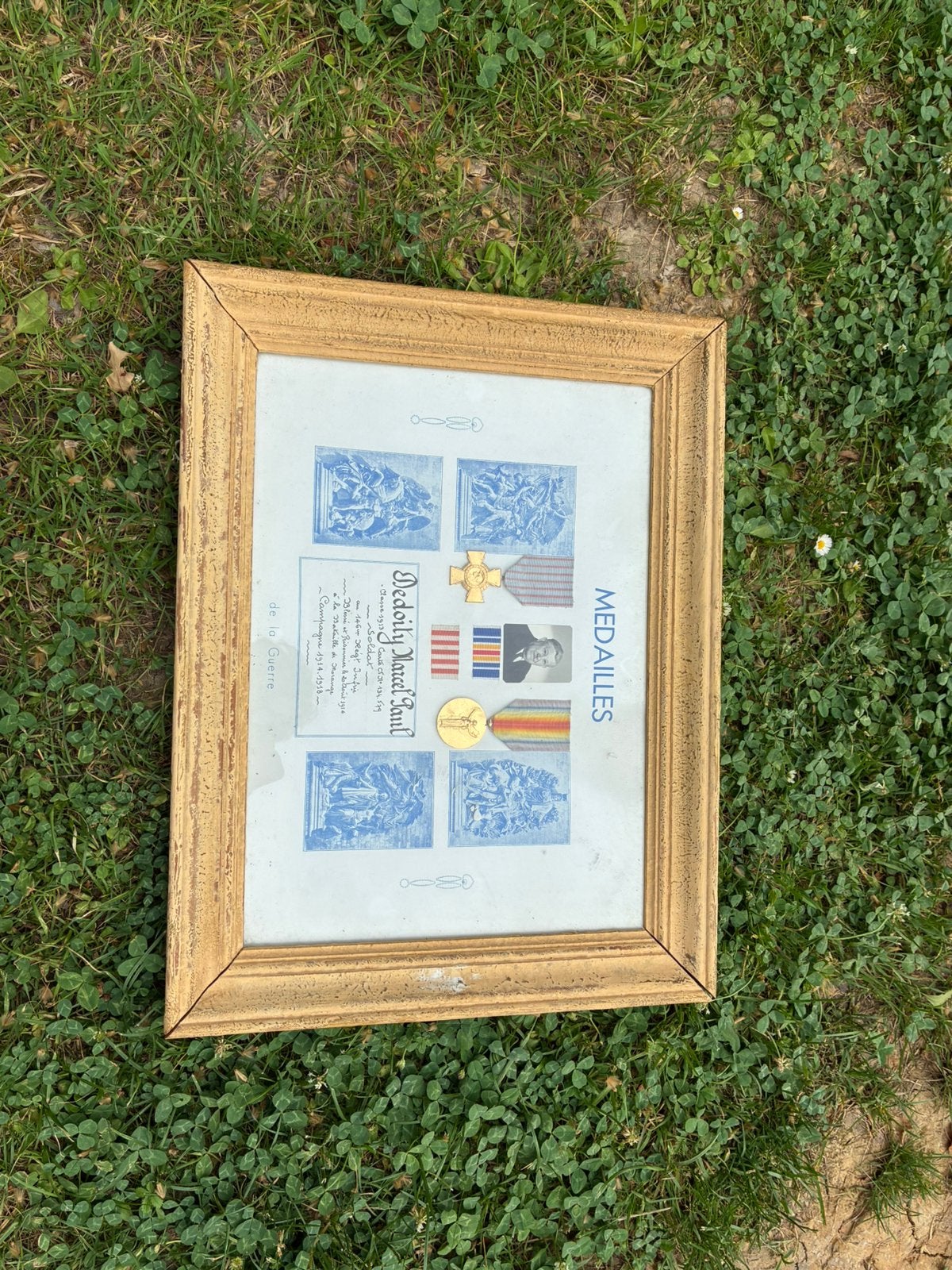 Ingelijste Medailles Eerste Wereldoorlog - Dedooity Marcel S, Postzegels en Munten, Penningen en Medailles, Ophalen of Verzenden
