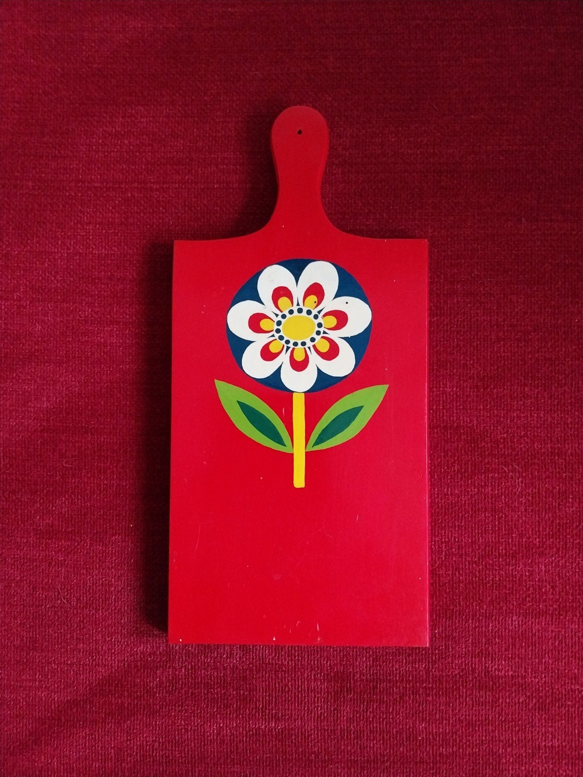 Retro Broodplank met Bloem van Tante Brocante, Ophalen of Verzenden