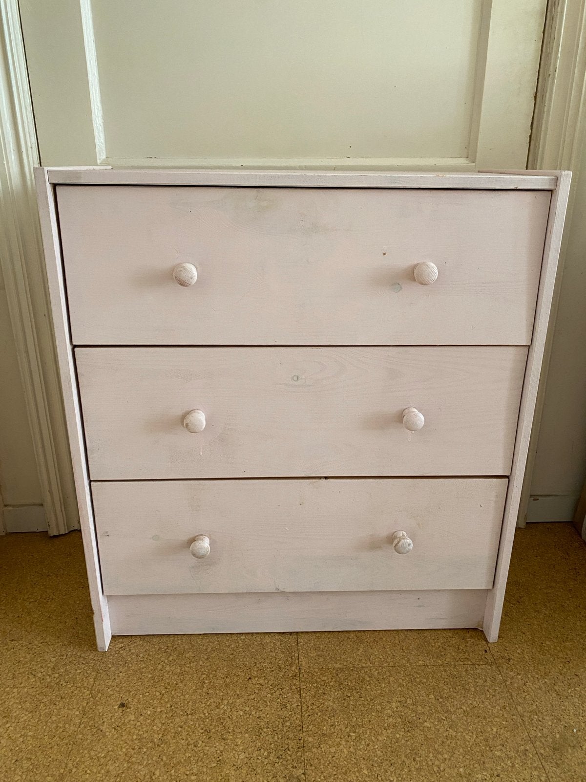 IKEA RAST Commode met 3 laden - grenen, lichtroze geverfd, Klassiek, scandinavisch, Gebruikt, 3 of 4 laden, Grenenhout