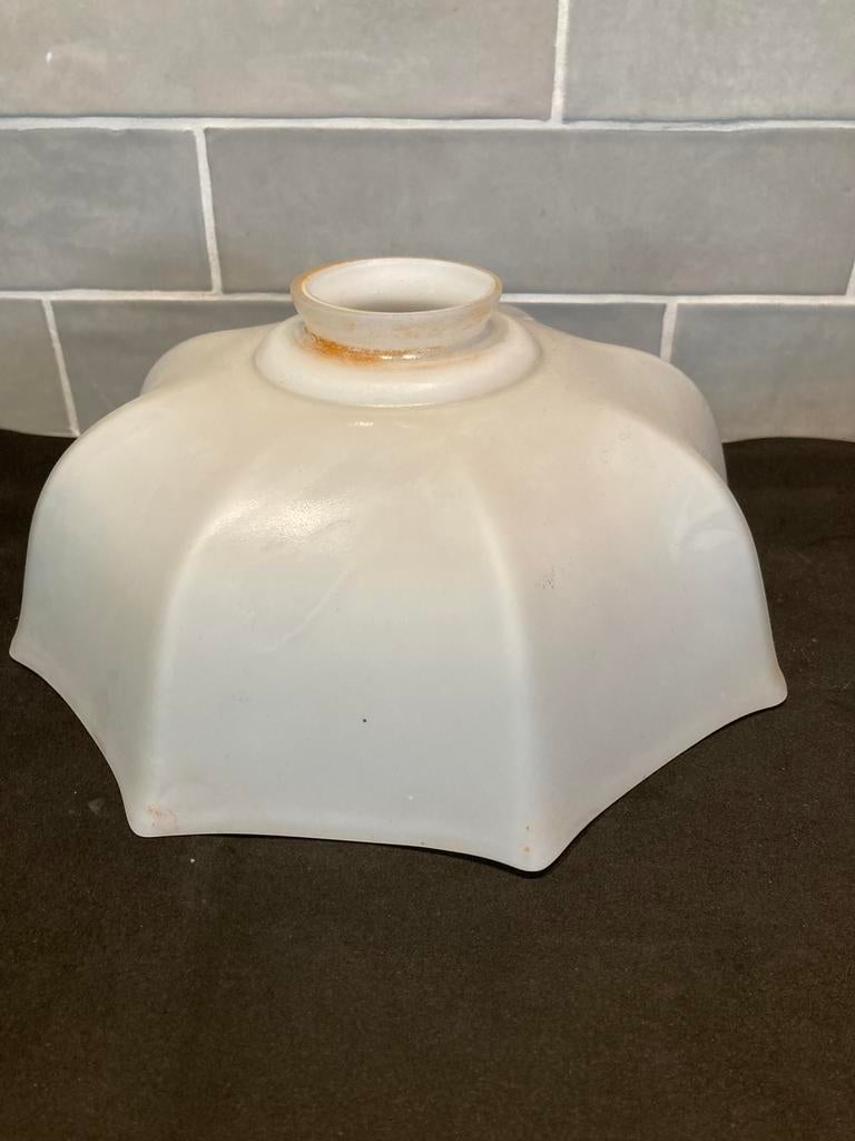 Vintage glazen lampenkap (140324), Huis en Inrichting, Lampen | Lampenkappen, Ophalen of Verzenden, Gebruikt, Rond, Minder dan 25 cm