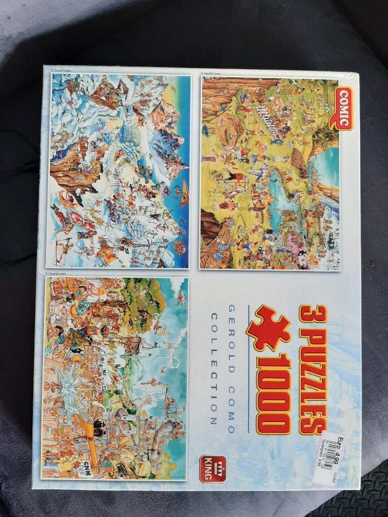 Gratis King puzzel comic 3x 1000 stukjes, Ophalen, 500 t/m 1500 stukjes, Gebruikt, Legpuzzel