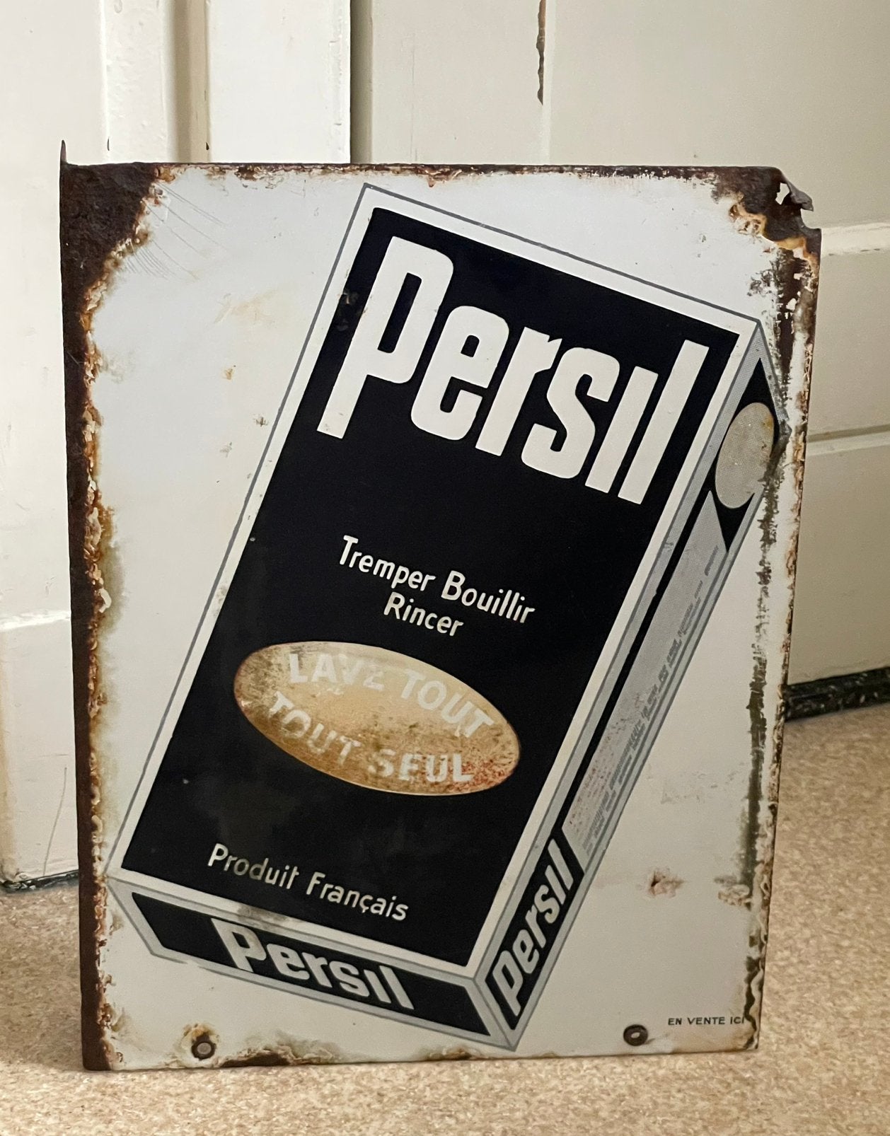 Emaille oud Persil bord dubbelzijdig, Antiek en Kunst, Ophalen of Verzenden