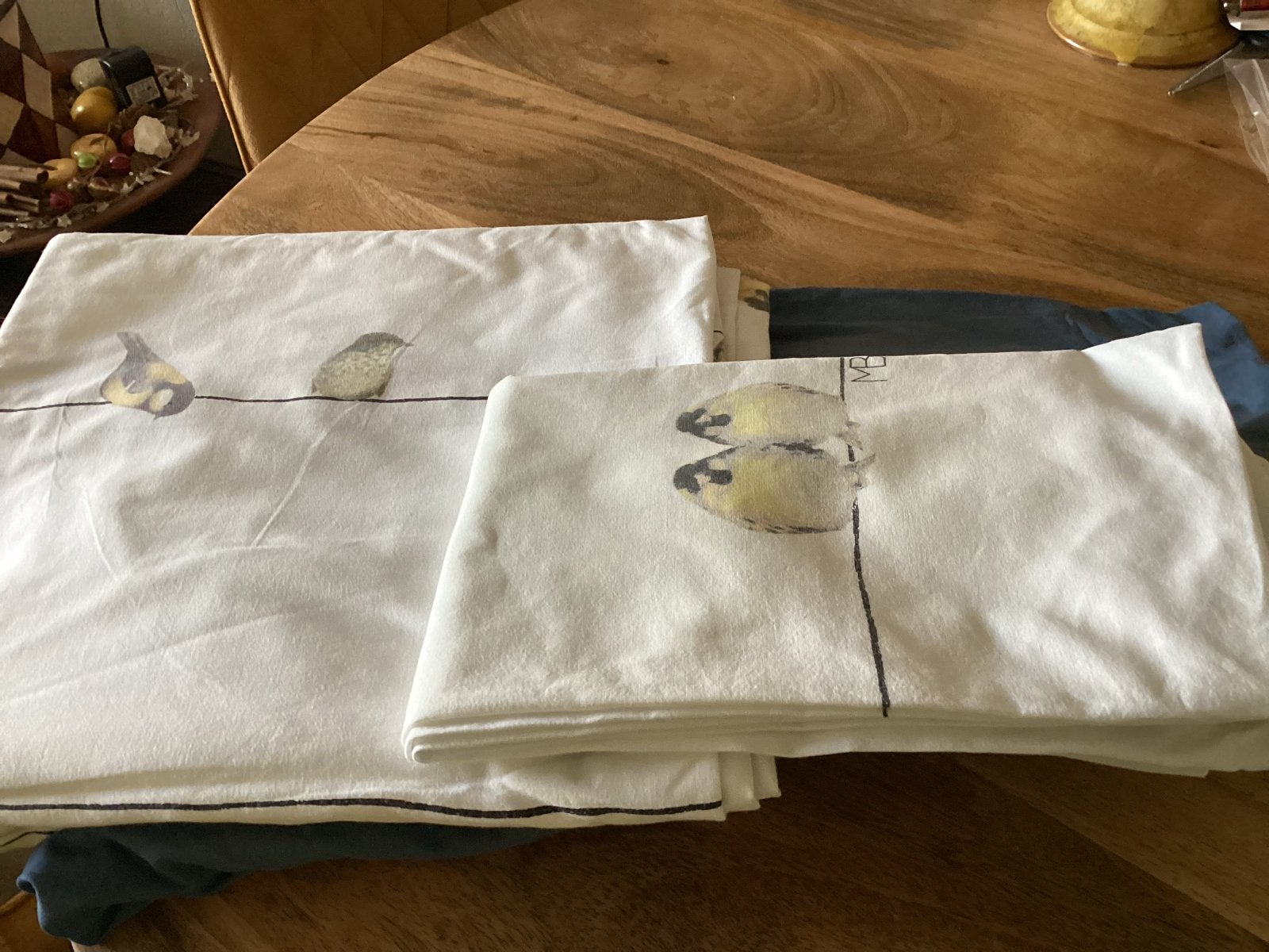 Dekbedovertrek met vogelprint, wit, MB,1 pers met hoeslaken, Huis en Inrichting, Slaapkamer | Beddengoed, Gebruikt, Eenpersoons