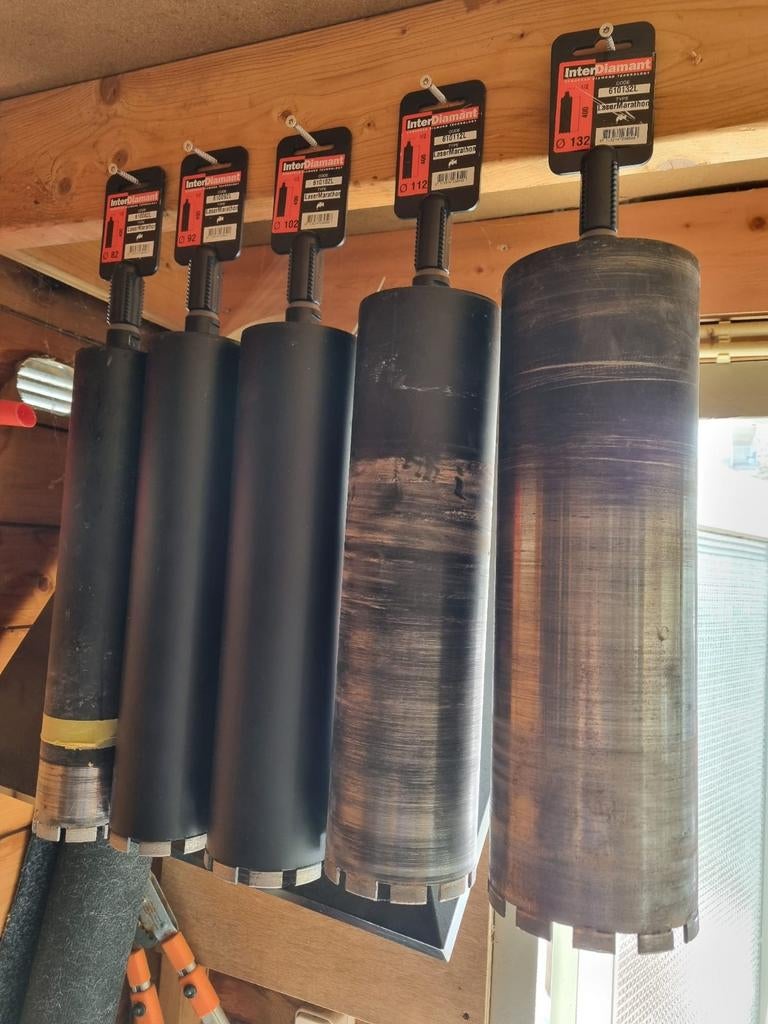InterDiamant Boormachine met Boorstatief en Borenset, Doe-het-zelf en Verbouw, Gereedschap | Boormachines, Zo goed als nieuw, Boormachine