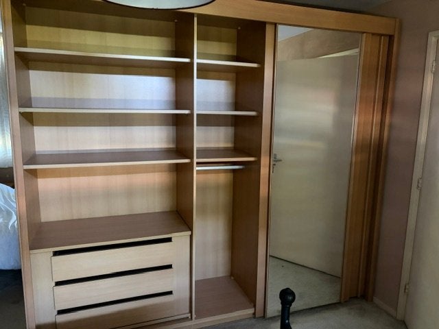Grote kledingkast met schuifdeuren, 2 spiegels, 3 lades., Ophalen, 200 cm of meer, Zo goed als nieuw, 200 cm of meer