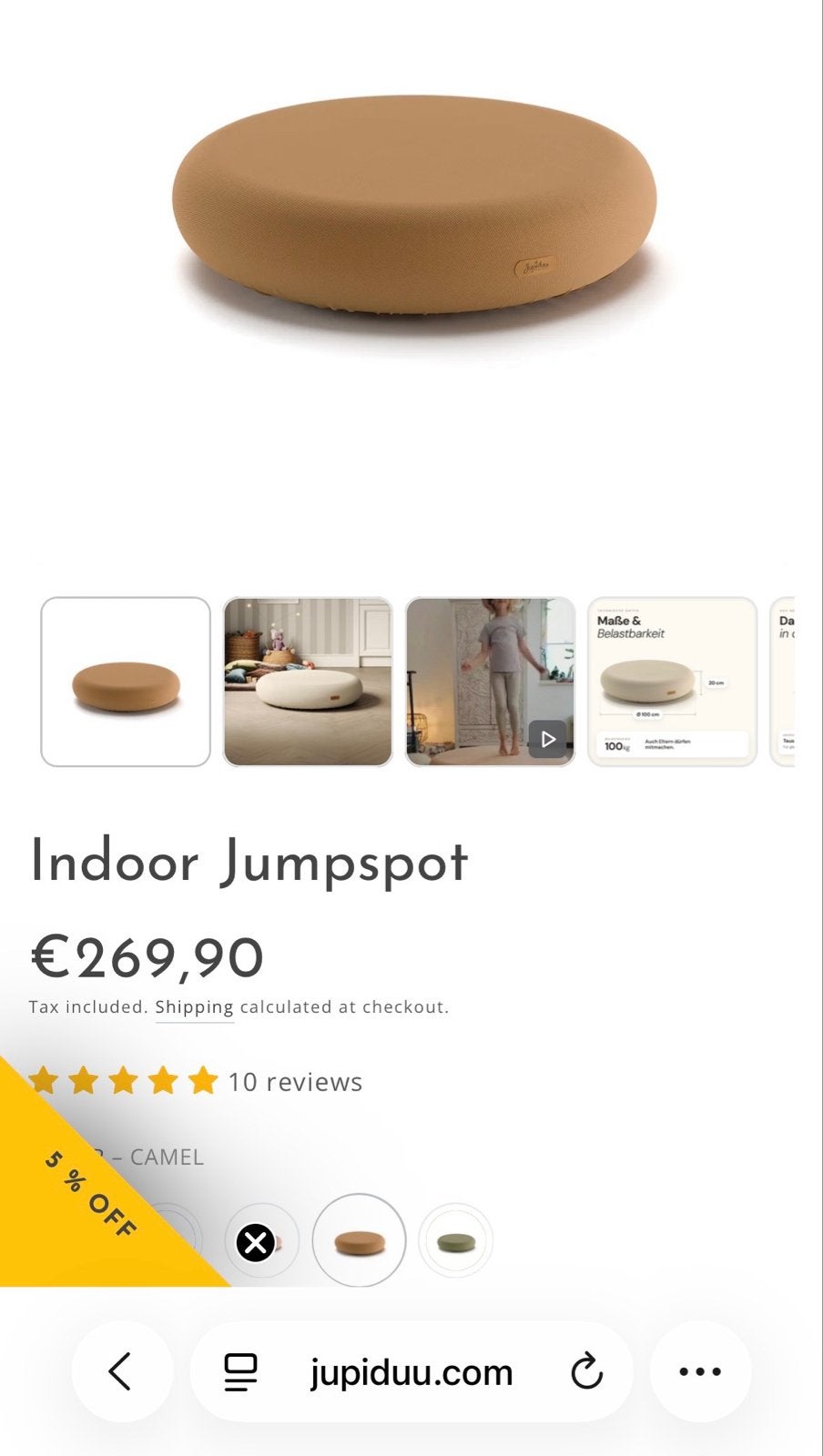 Jupiduu Indoor Jumpspot - Camel, Ophalen, Zo goed als nieuw