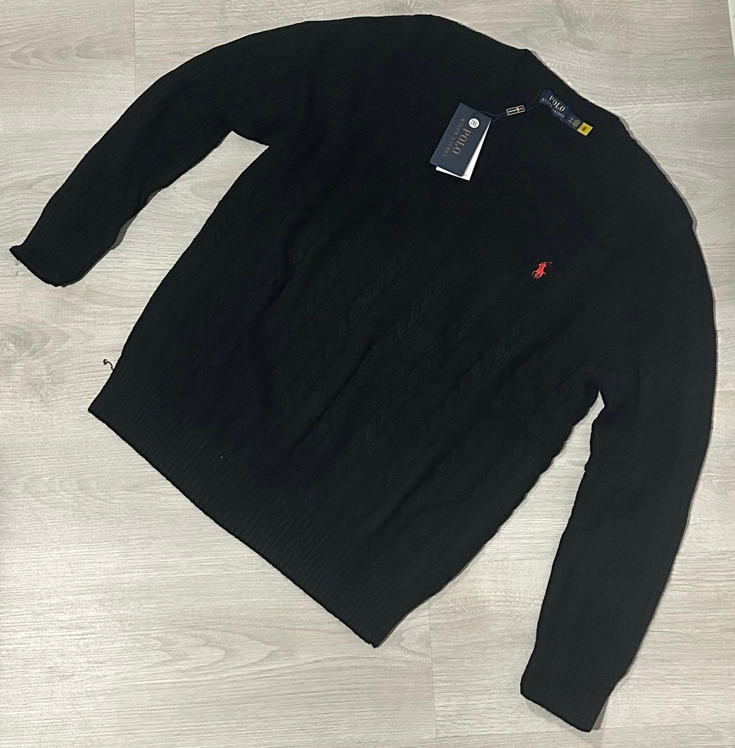 Ralph Lauren Kabeltrui - Zwart - XXL, Ophalen of Verzenden, Zo goed als nieuw