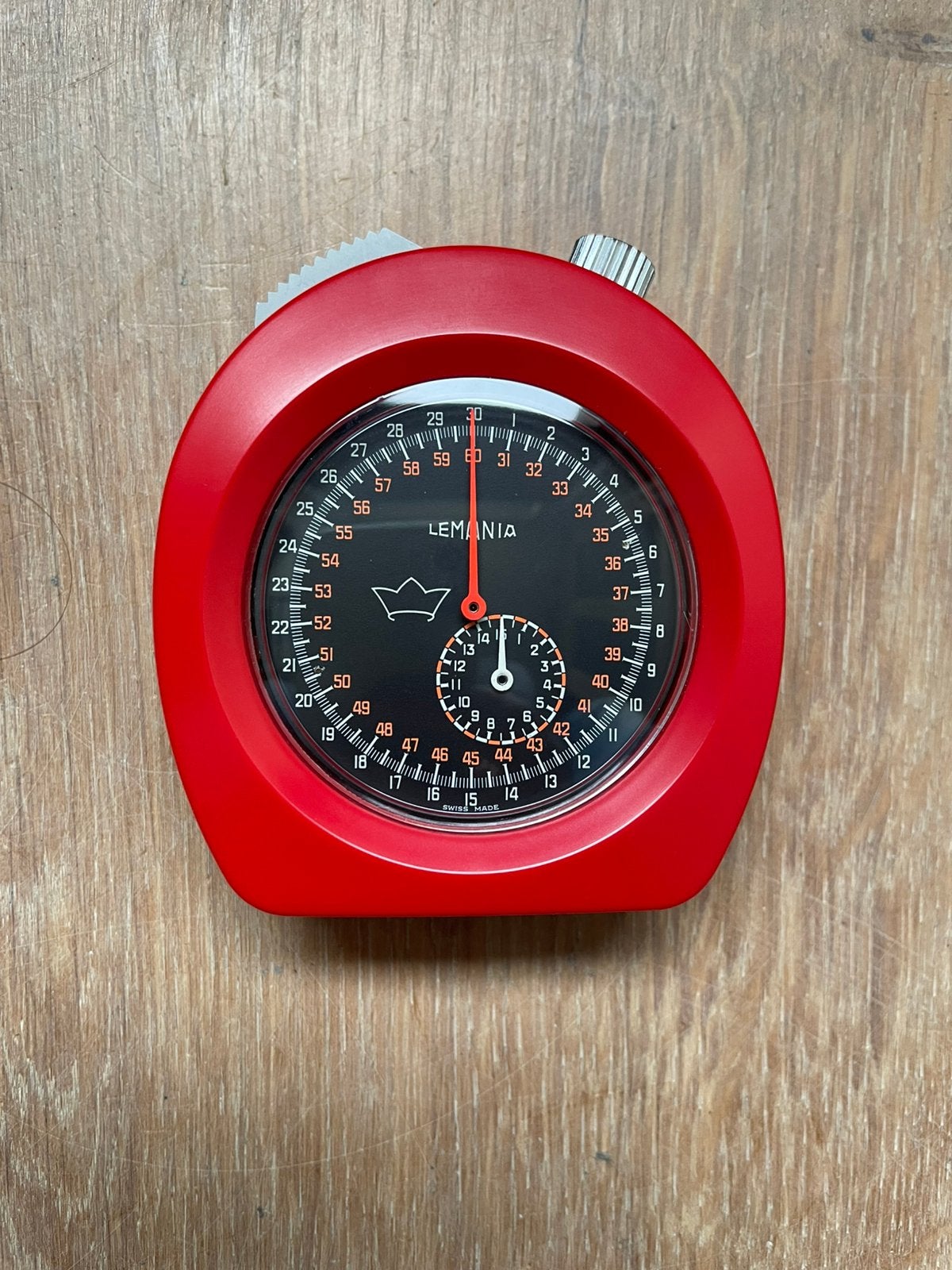Lemania stopwatch vintage swiss made jaren 70, Ophalen of Verzenden, Staal, Overige merken, 1960 of later