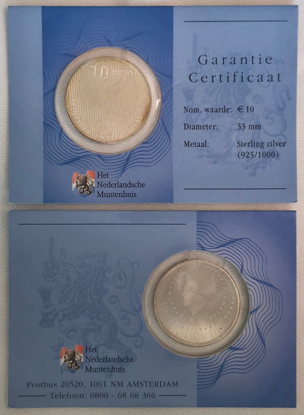 Nederland €10 – Geboortemunt – Coincard HNM – Zilver, Koningin Beatrix, Euro's, Ophalen of Verzenden, Zilver