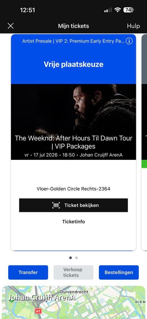 The Weeknd After Hours Till Dawn Tour VIP ticket, Eén persoon, Oktober