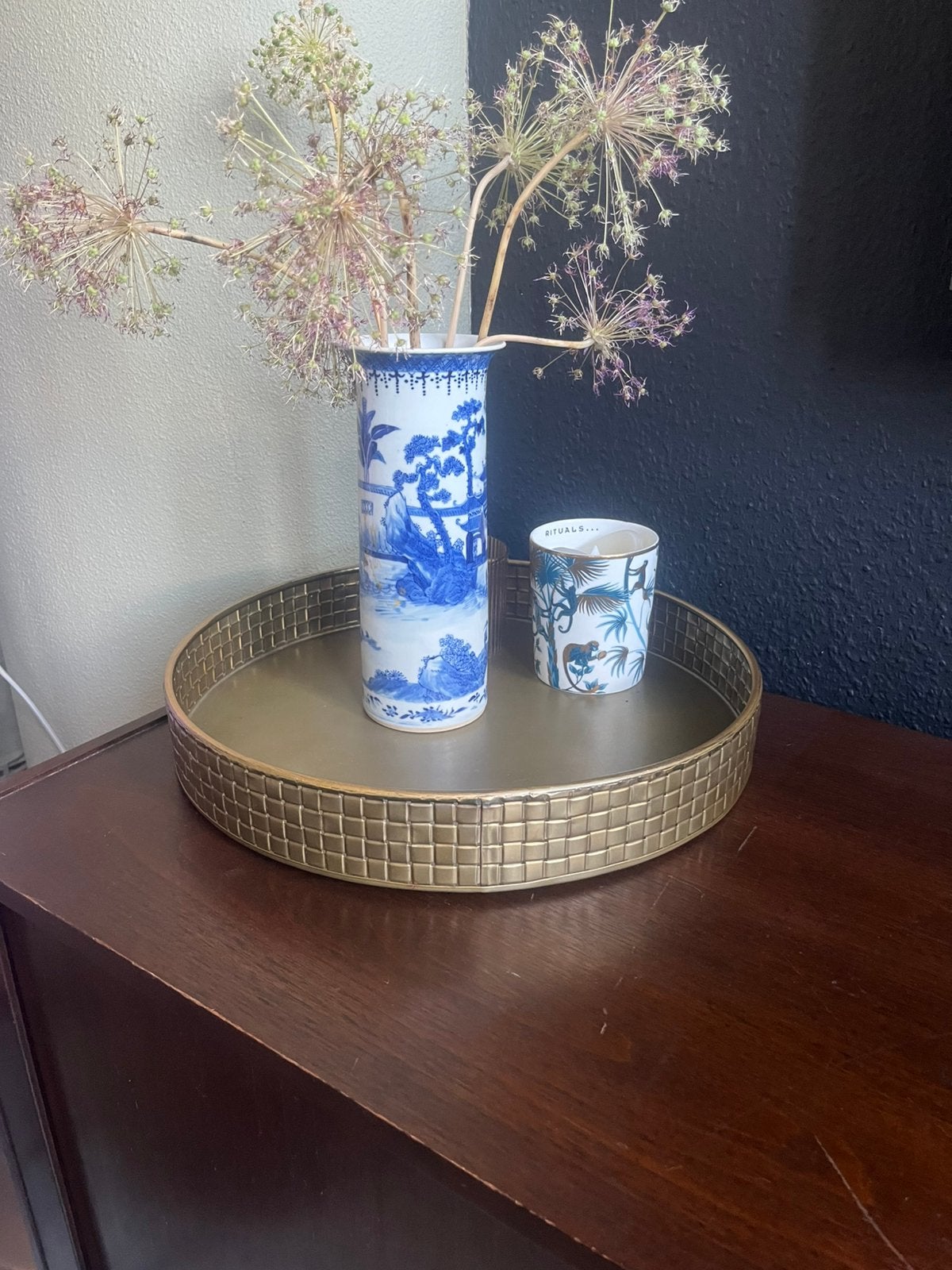DIENBLAD Light and Living, Huis en Inrichting, Woonaccessoires | Dienbladen, Zo goed als nieuw, Metaal, Rond, Ophalen of Verzenden