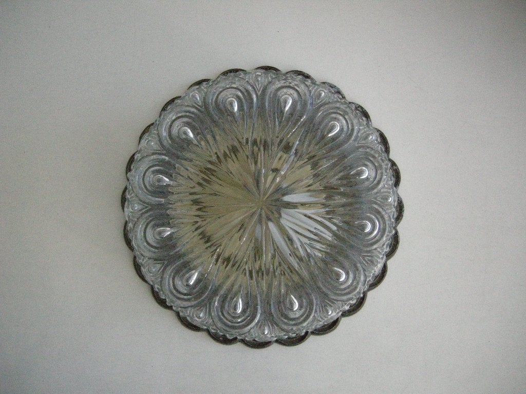 Oude plafonieree kristalglas - zgan, Ophalen, 24 cm, E27 (groot), Zo goed als nieuw