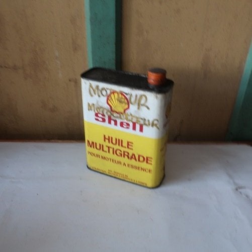 Olie blik Shell olie drum motor oil barn found origineel, Ophalen of Verzenden