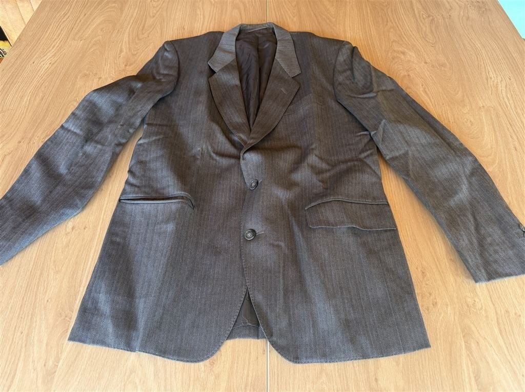 Christian Dior Monsieur Heren Wollen Pinstripe Blazer Grijs, Ophalen of Verzenden, Zo goed als nieuw, Grijs