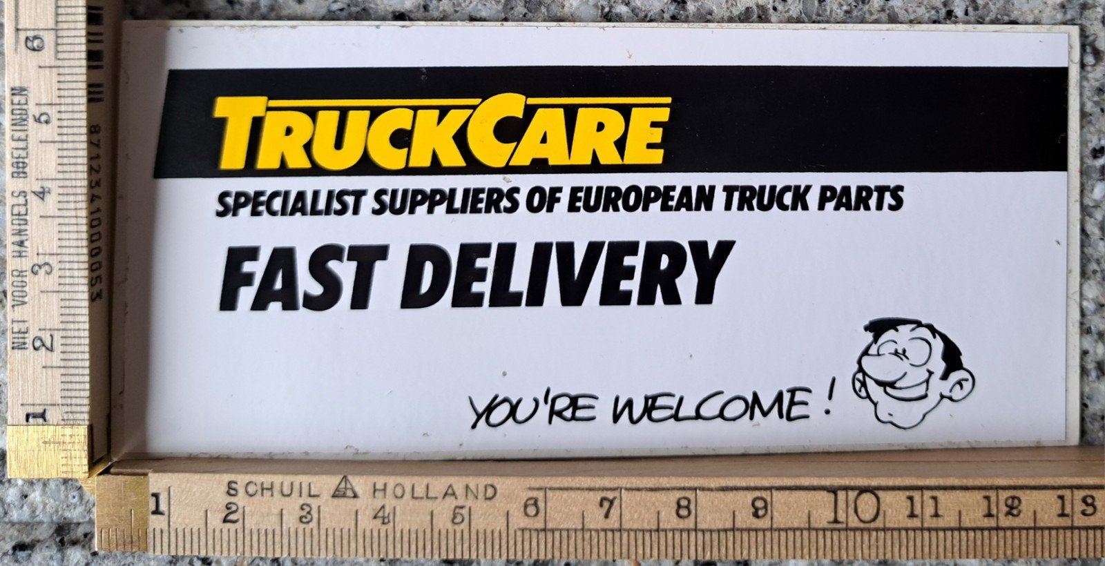 Vintage sticker TruckCare Fast delivery You're welkome, Verzamelen, Ophalen of Verzenden, Zo goed als nieuw
