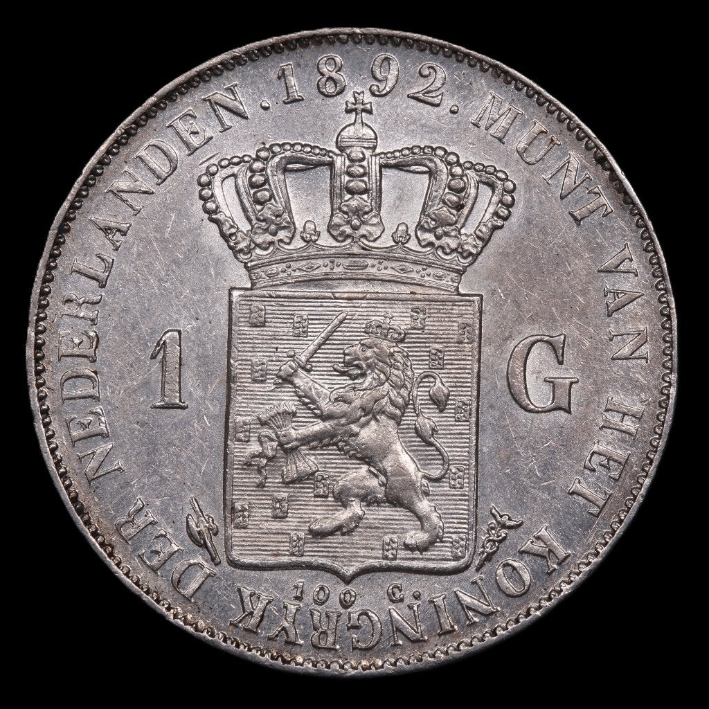 Gulden 1892. Pr., 1 gulden, Zilver, Ophalen of Verzenden, Koningin Wilhelmina