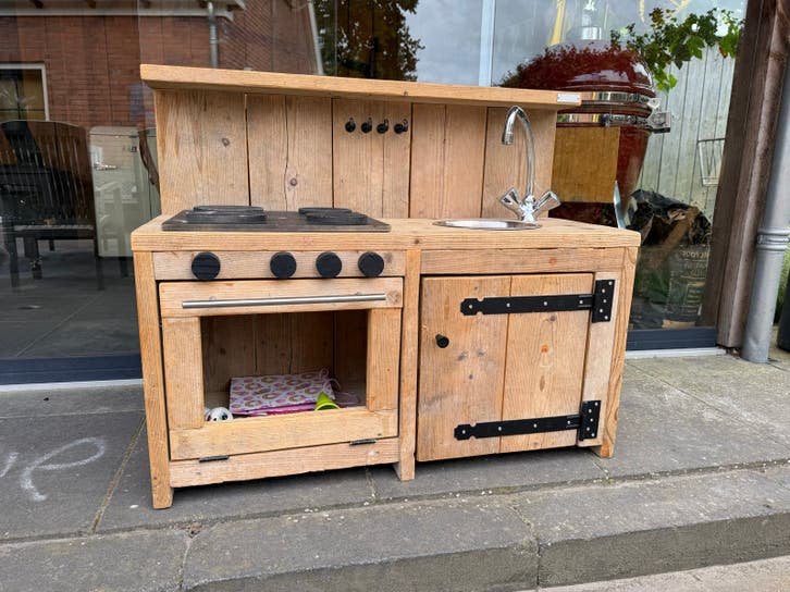 Houten speelkeuken voor buiten - De Buorkerij, Ophalen of Verzenden, Gebruikt, Hout