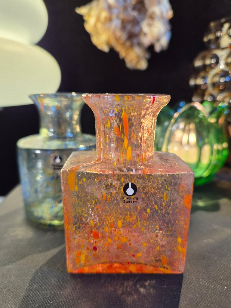 Handgemaakte vintage art glass vazen Pukeberg Zweden, Ophalen of Verzenden