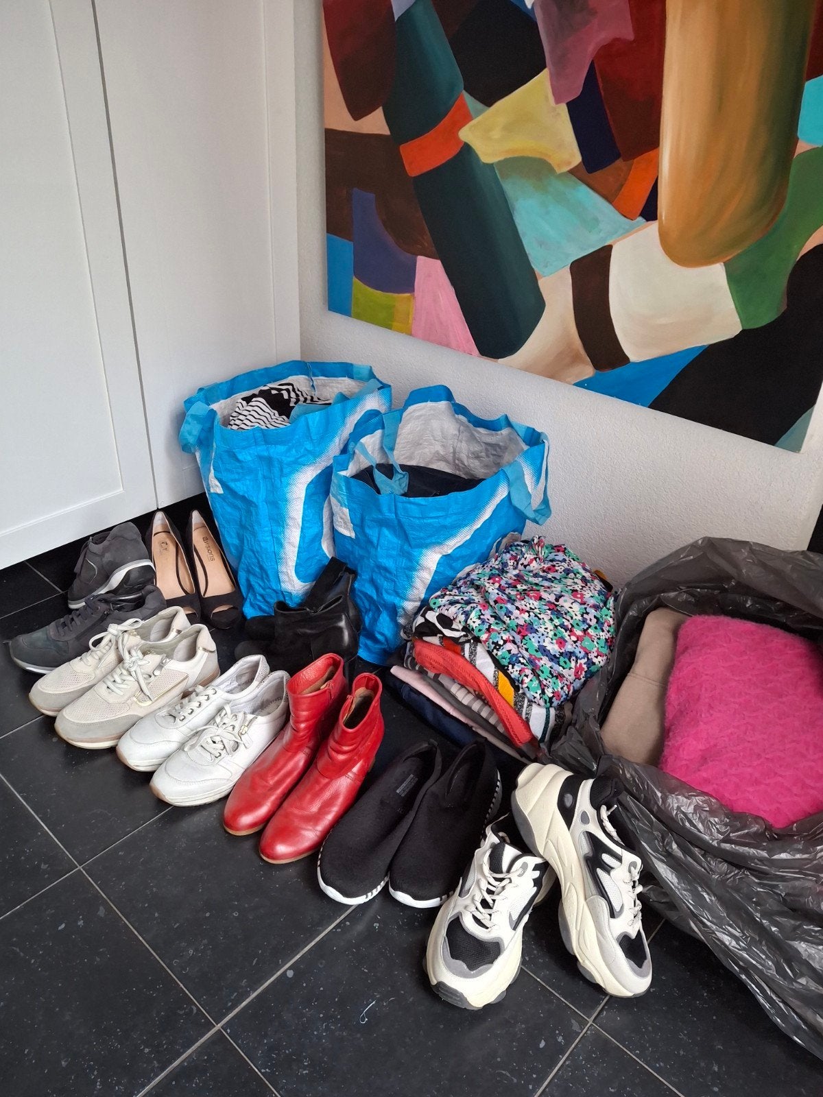 4 big shoppers kleding mt: 42-48. Schoenen mt: 39/40, Ophalen, Zo goed als nieuw