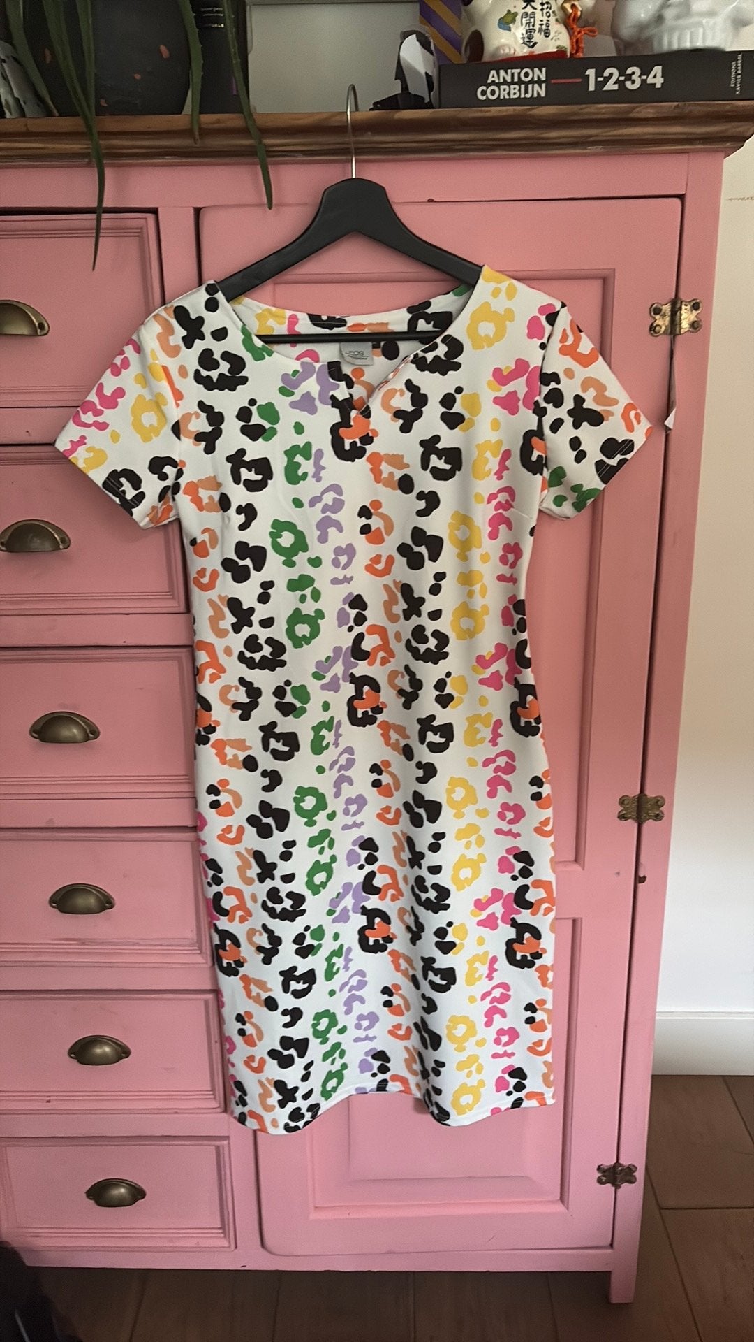 FOS Amsterdam Jurk met kleurrijke luipaardprint, Maat 38/40 (M), Overige kleuren, Ophalen of Verzenden, Zo goed als nieuw