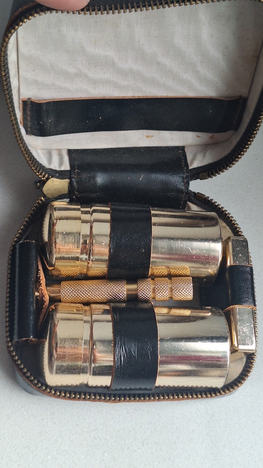 Vintage Soluna scheerset leren etui Tsjechoslowakije, Ophalen of Verzenden