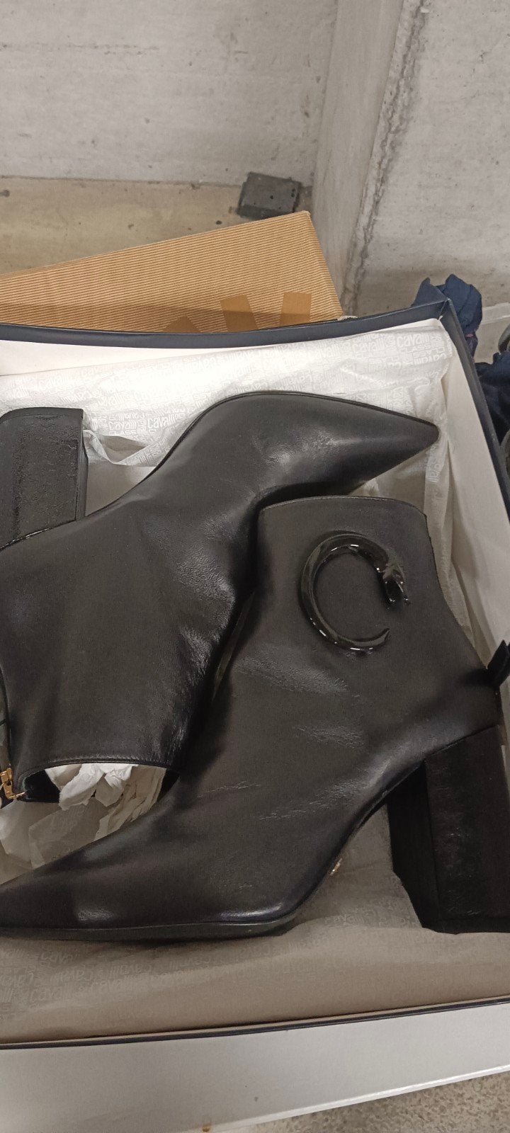 Nieuwe Cavalli set – NAPPA leren enkellaarsjes maat 38 + tas, Ophalen, Zwart, Nieuw, Cavalli