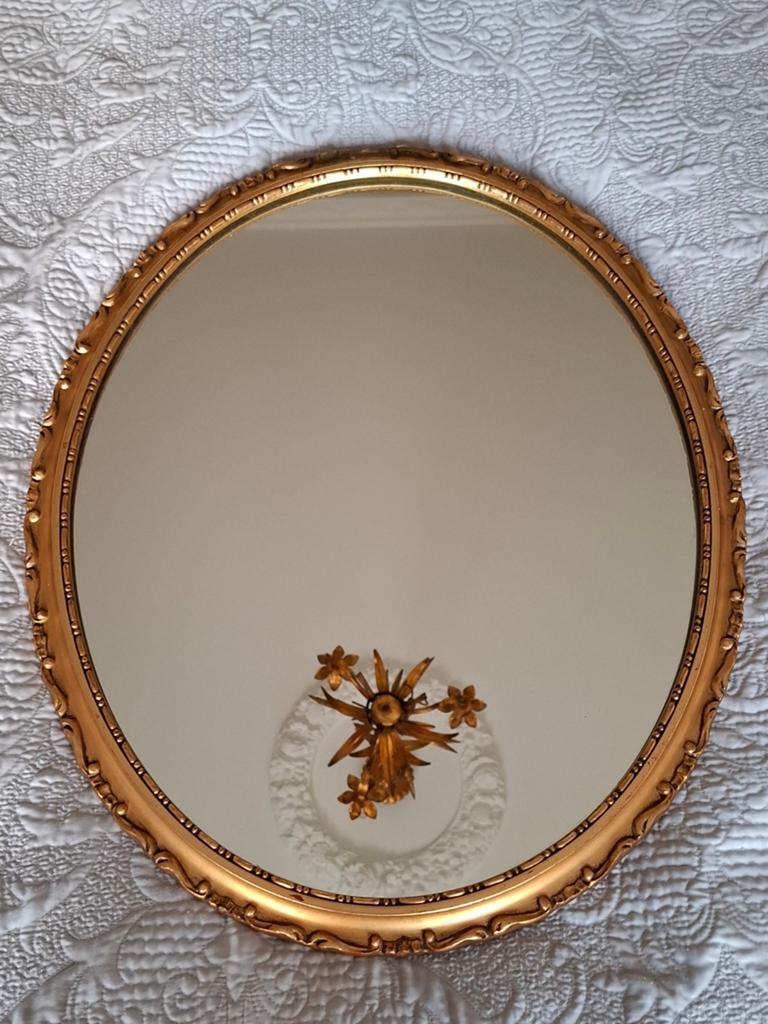Prachtige oude spiegel met gouden  lijst, Antiek en Kunst, Antiek | Spiegels, Ophalen, Rechthoekig, Minder dan 50 cm