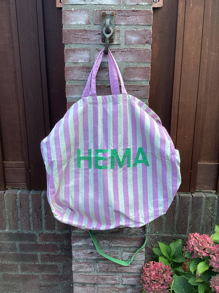 Hema shopper gestreepte strand tas schouderband limited, Ophalen of Verzenden, Zo goed als nieuw, Overige kleuren, Shopper