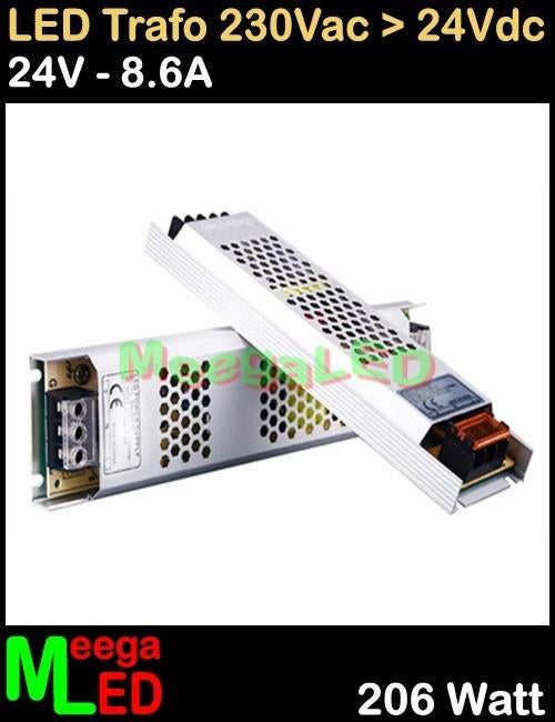 LED Trafo Voeding Adapter Driver 230V > 24V 8.6A = 200W - O, Ophalen of Verzenden, Nieuw, LEDtrafo