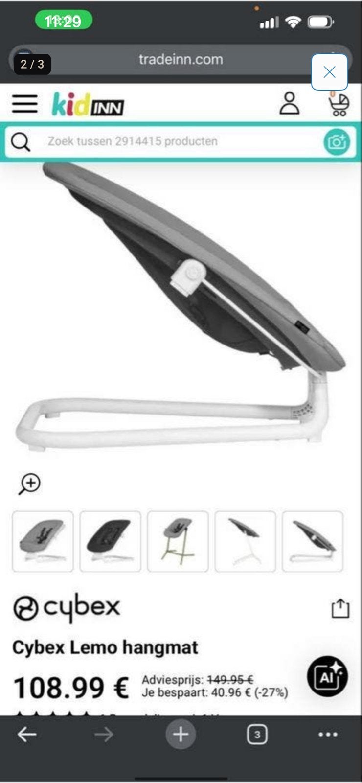 Cybex Lemo Wipstoel - Comfort en Veiligheid voor je Baby, Wipstoel, Ophalen, Overige merken, Met gordel(s) of riempje(s)