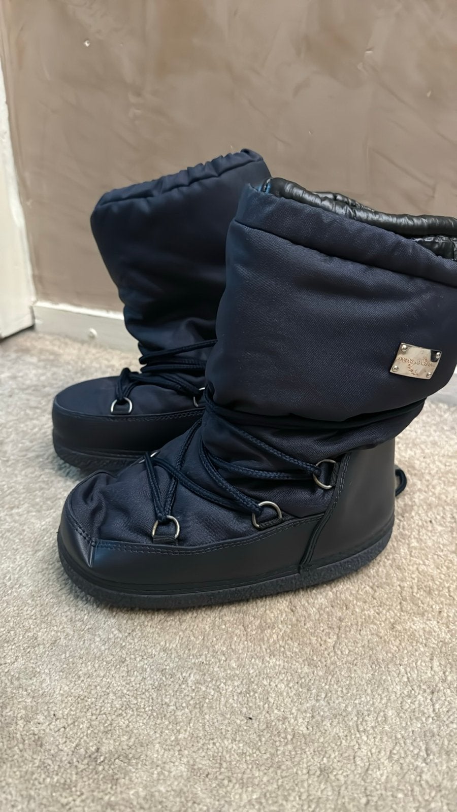 Dolce&Gabbana Donkerblauwe Moon Boots - Zo goed als nieuw, Ophalen of Verzenden, Zo goed als nieuw, Jongen of Meisje, Laarzen