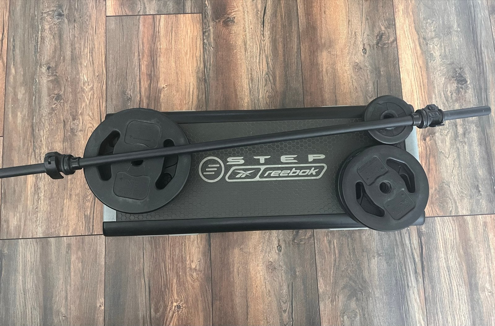 Bodypump set inclusief Reebok step, Ophalen, Gebruikt, Armen, Halterset