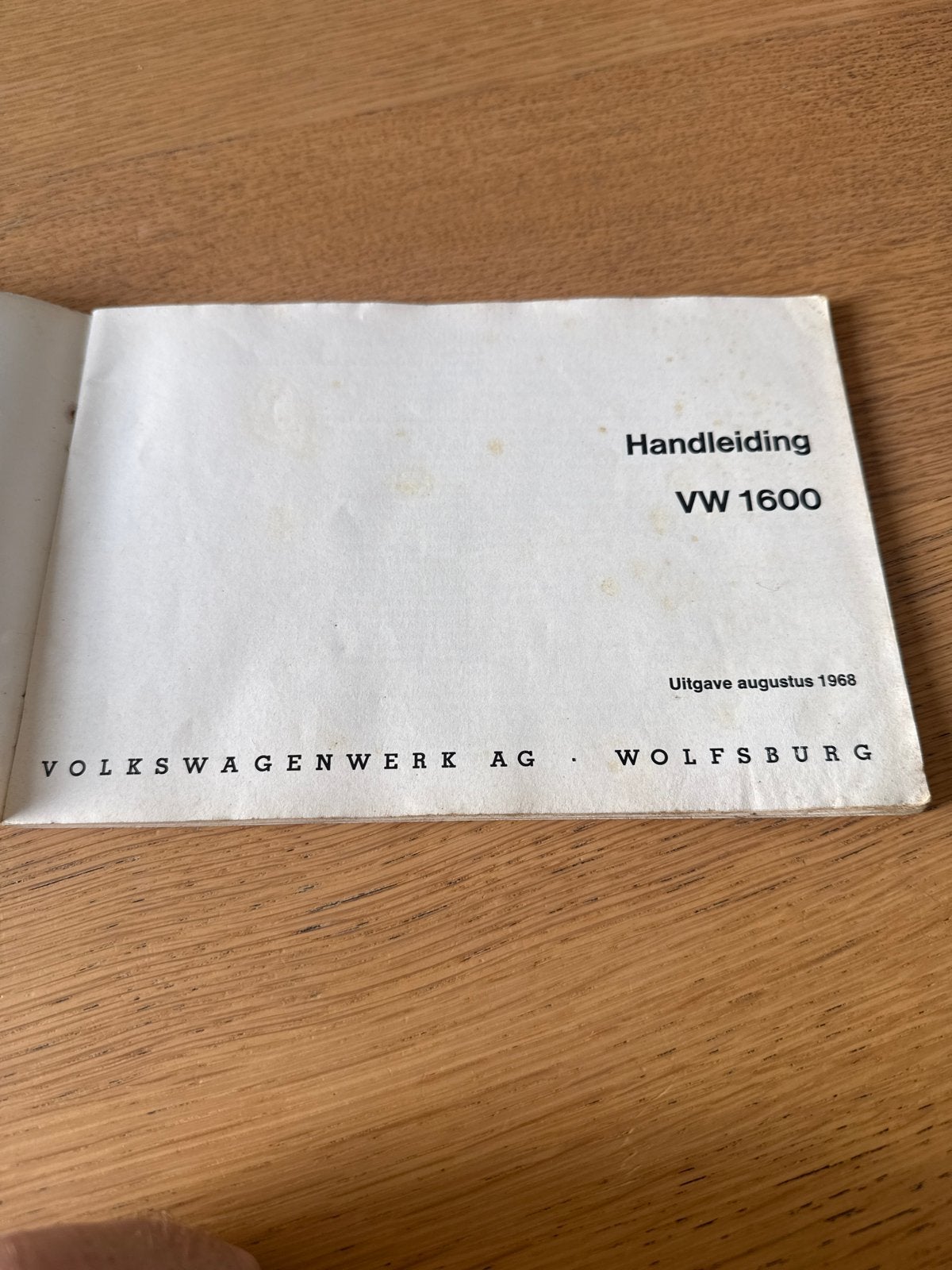 Handleiding VW 1600 - Uitgave augustus 1968, Ophalen of Verzenden