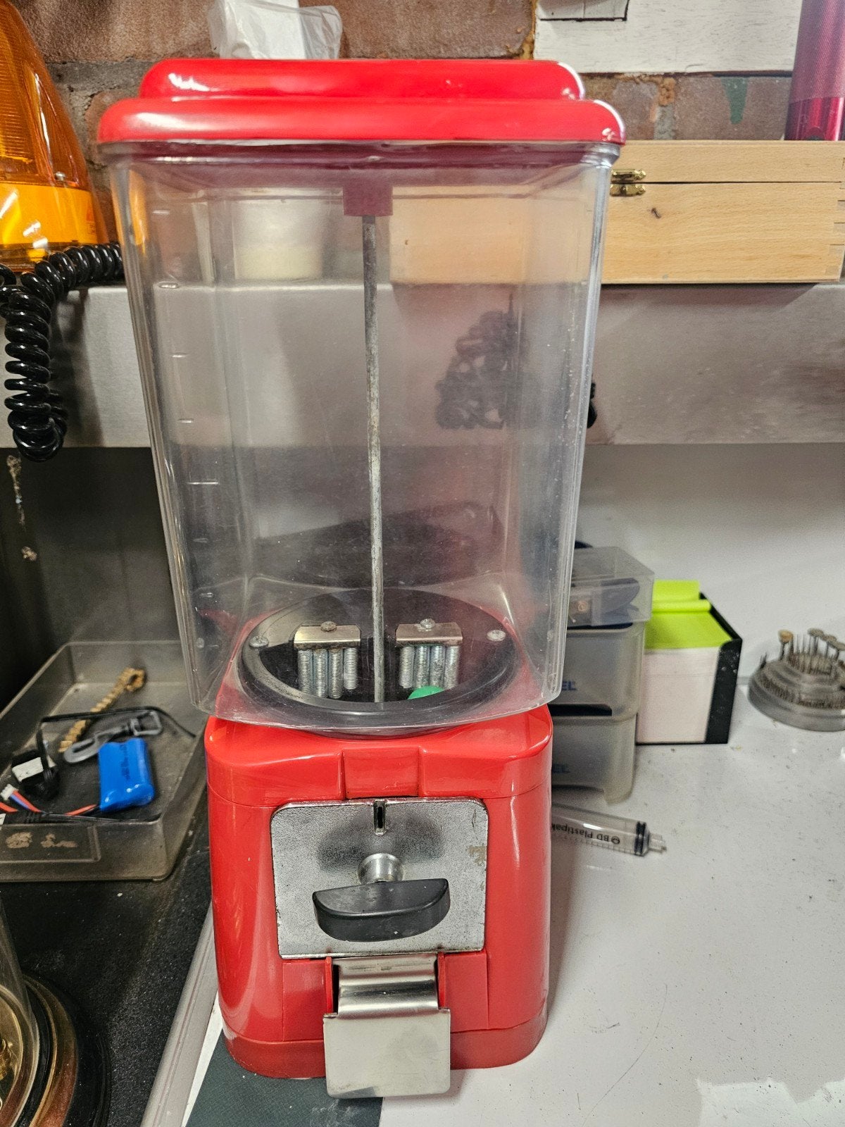 Vintage kauwgomballenautomaat met ballen, Verzamelen, Ophalen, Gebruikt