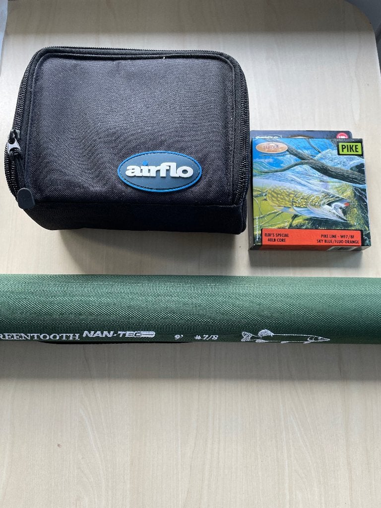 Airflo greentooth 9FT 7/8 met reel, Ophalen of Verzenden, Zo goed als nieuw, Werphengel