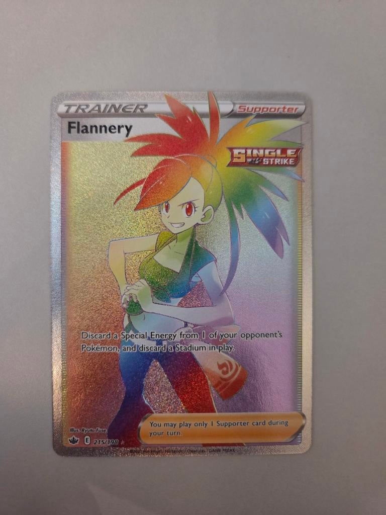 Pokemon Flannery 215/198 Rainbow Rare Trainer Kaart, Ophalen of Verzenden, Zo goed als nieuw, Losse kaart, Foil