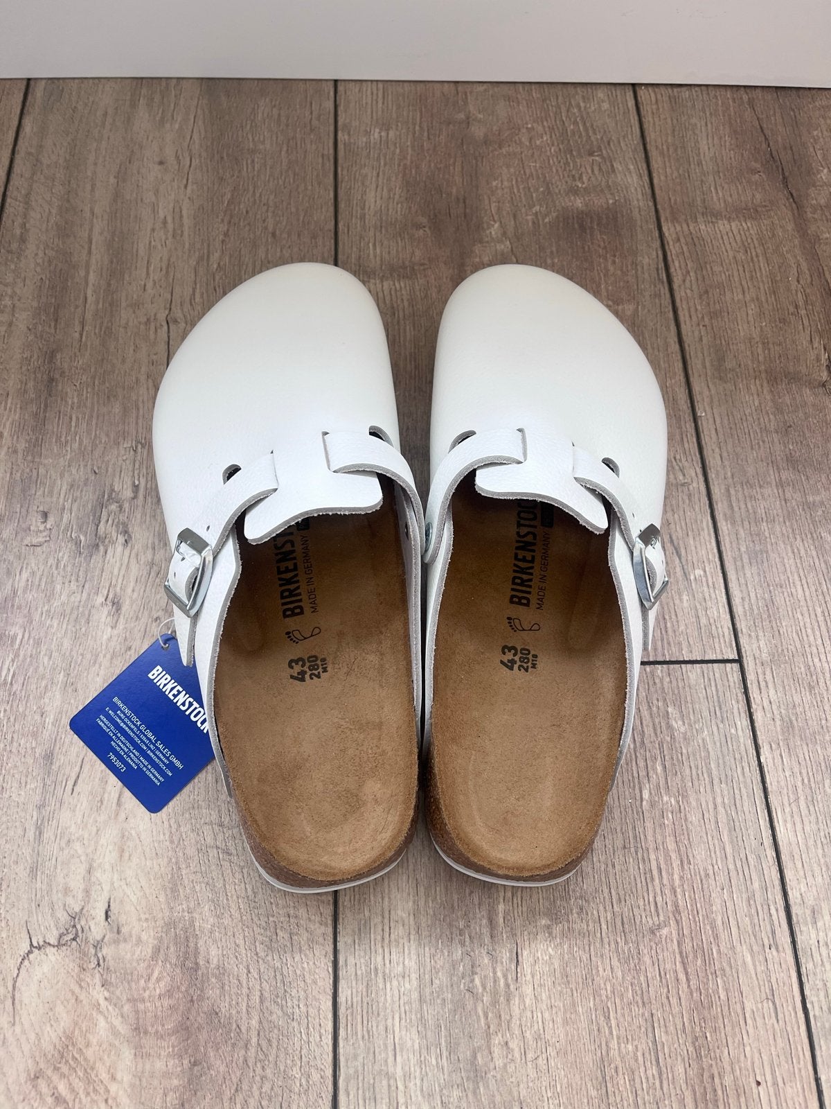 Birkenstock Boston Klompen Wit leder- Maat 43, Klompen, Verzenden, Wit, Nieuw