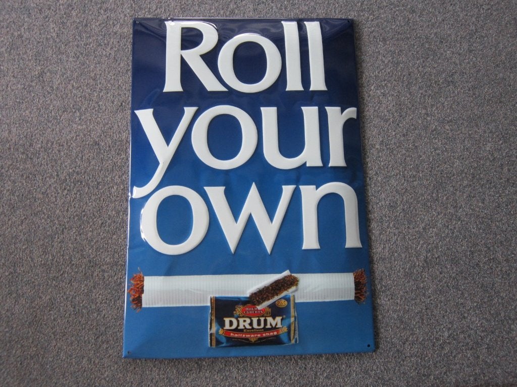 DRUM SHAG BLIKKEN RECLAMEBORD, Ophalen, Nieuw, Reclamebord