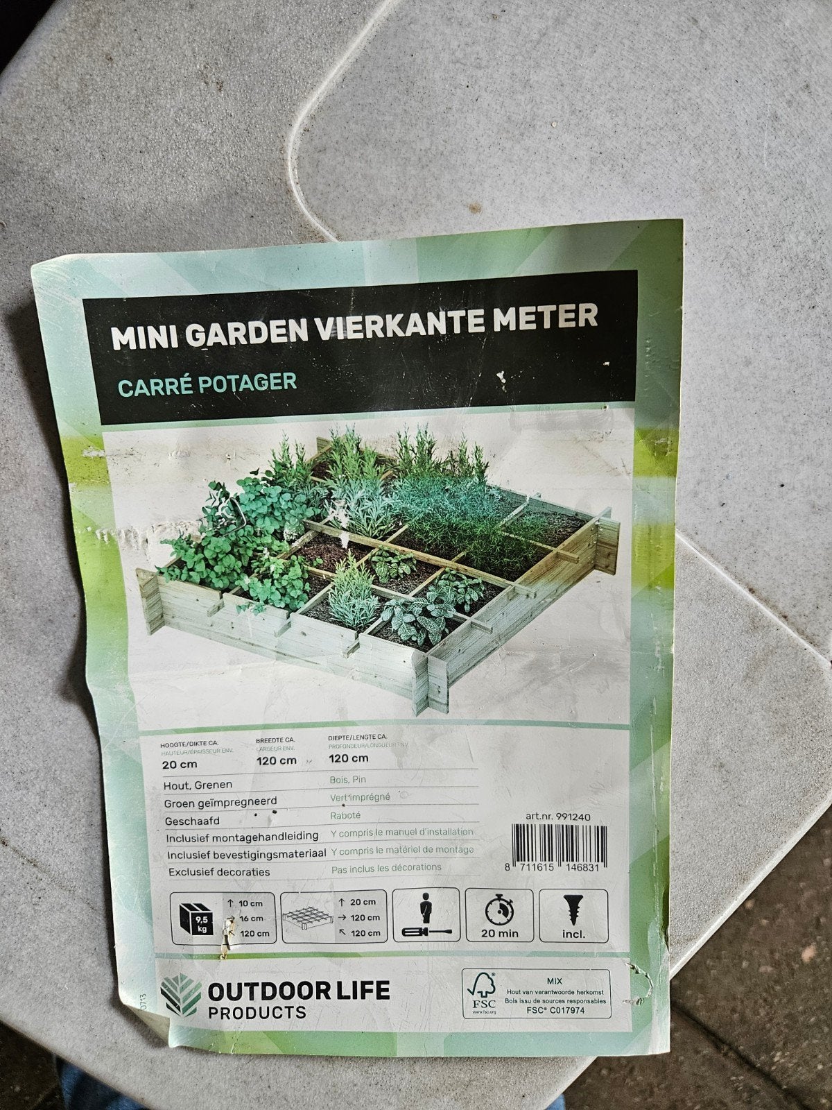 moestuinbak Nieuw Outdoor Life Vierkante Meter Tuin 120x120, Ophalen, Nieuw