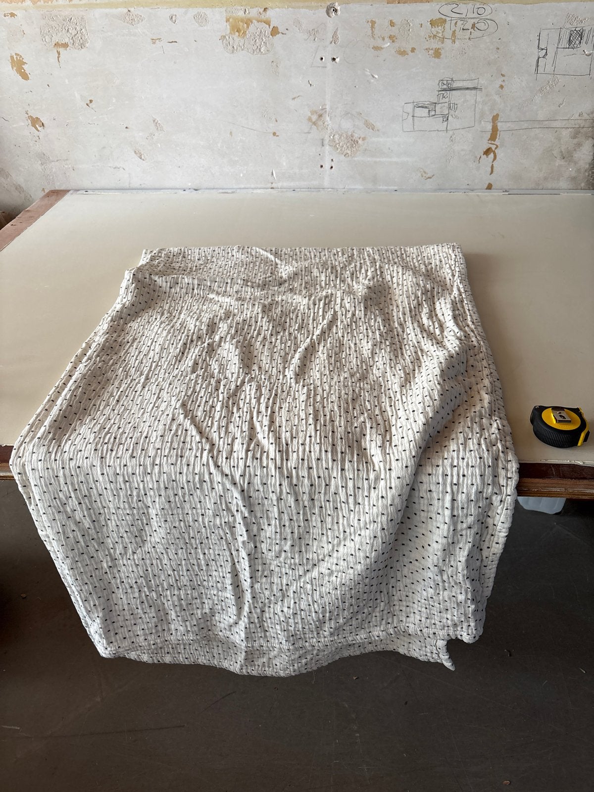 IKEA JAKOBSLILJA Sprei - Wit met zwarte stippen, Gebruikt, Wit, Katoen, Tweepersoons