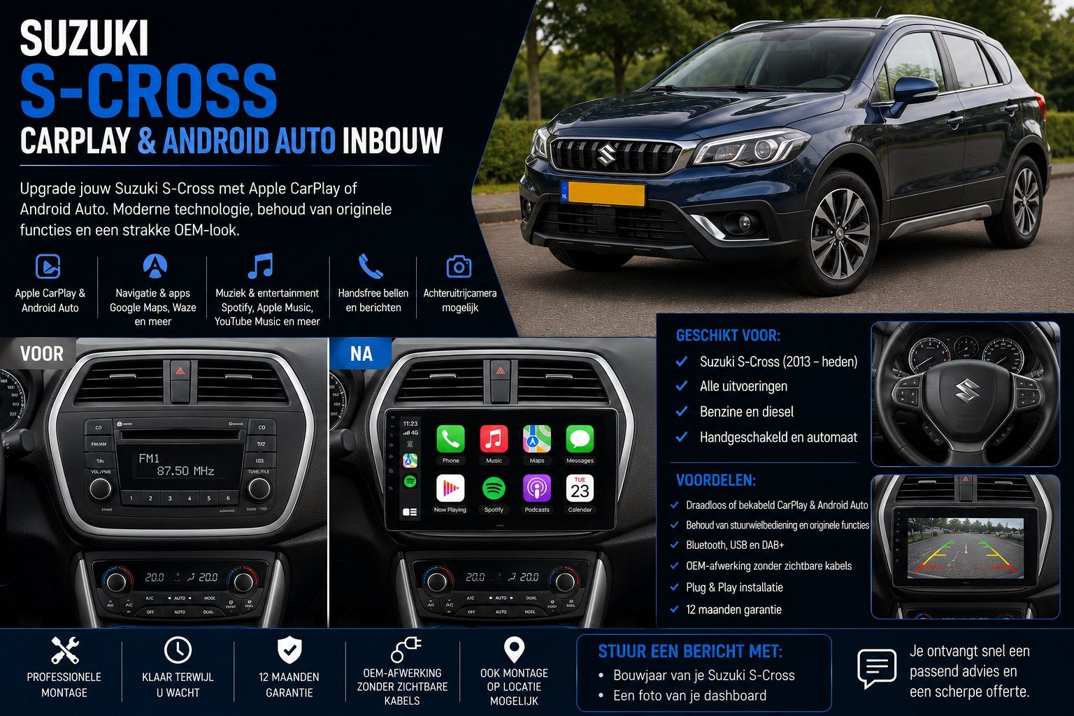 Suzuki S-Cross CarPlay & Android Auto Inbouw, Ophalen, Nieuw