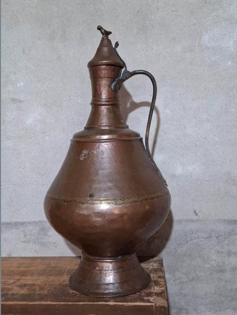 Oude antieke Ottomaanse koperen ketel kan Turkse vogel, Ophalen of Verzenden