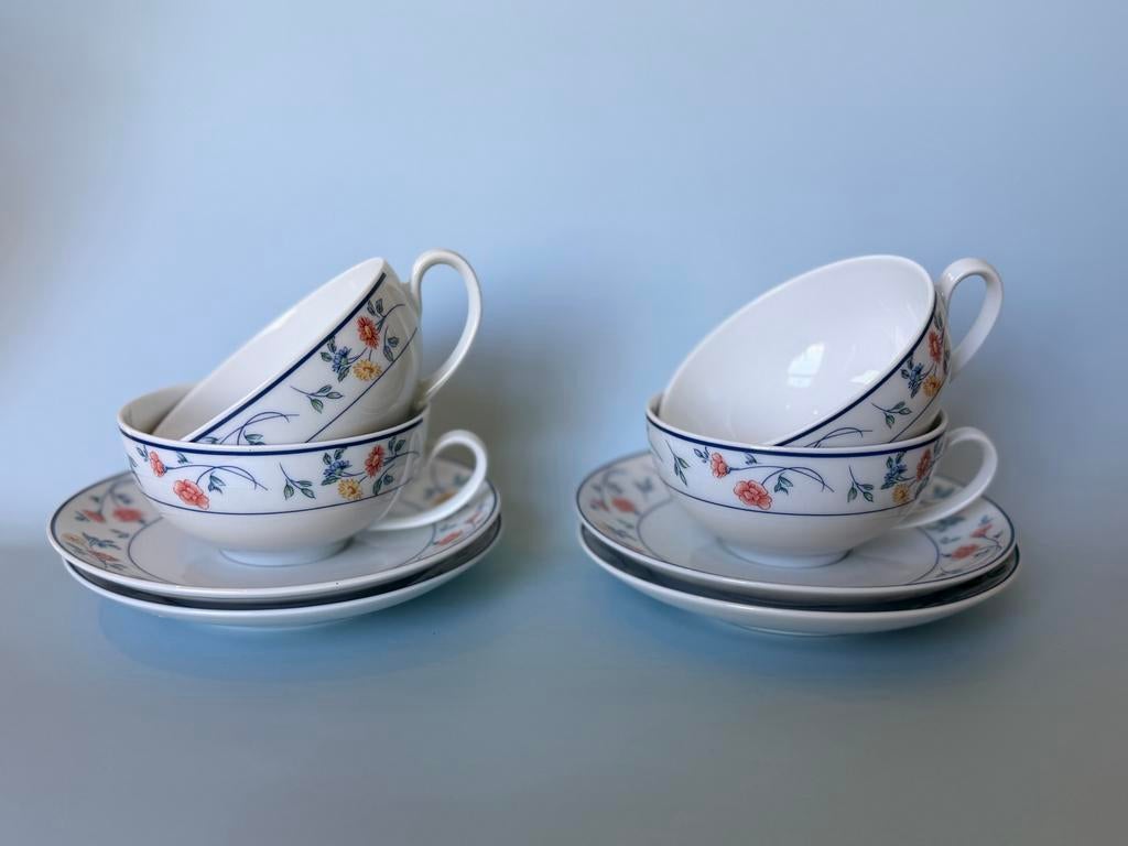 4x J. Kronester Bavaria "Ida" Wildflower Kop en Schotel, Huis en Inrichting, Keuken | Servies, Gebruikt, Ophalen of Verzenden