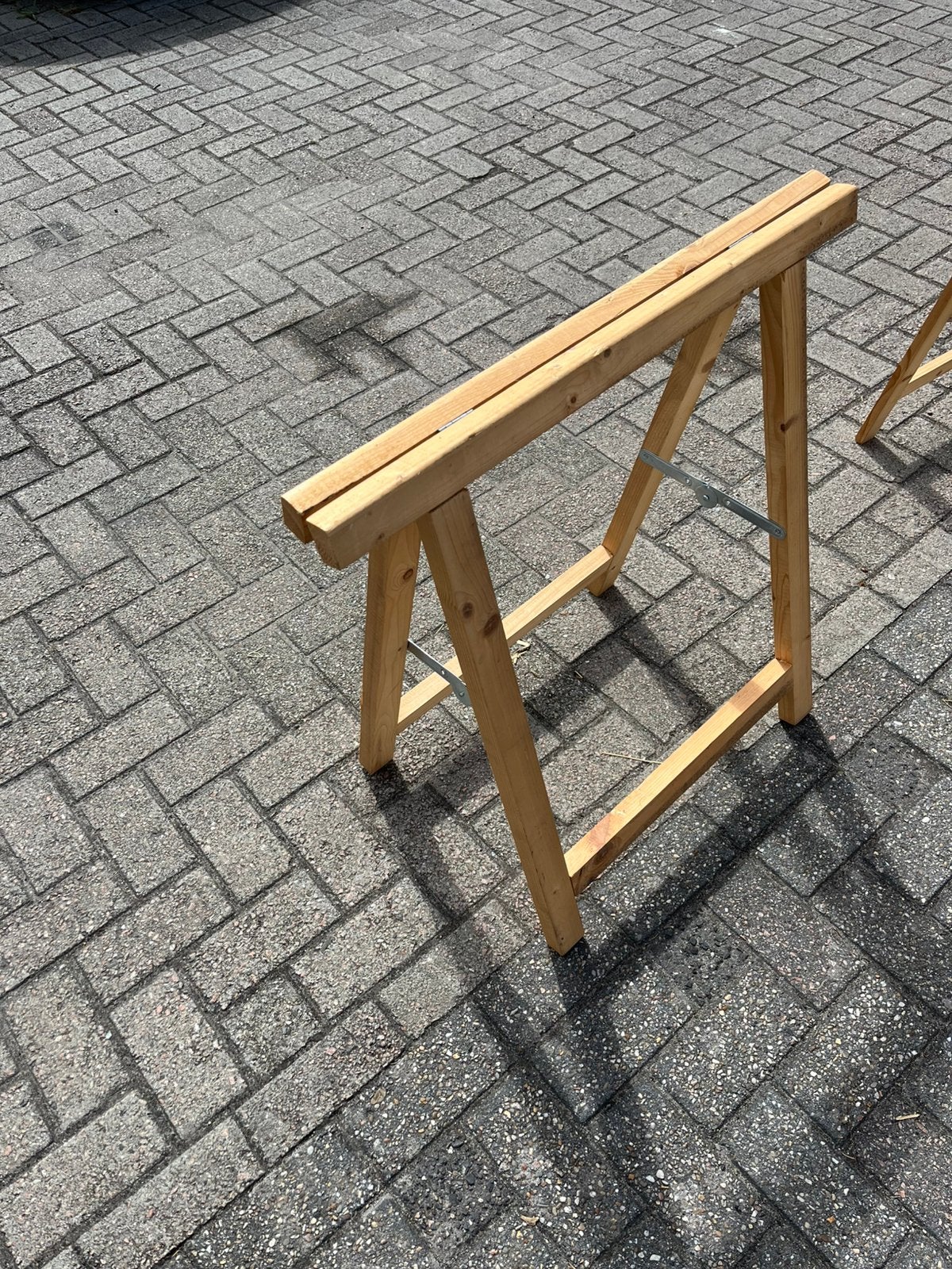Lichte houten schragen steunen werk tafel schraag hout ️, Doe-het-zelf en Verbouw, Werkbanken, Ophalen, Zo goed als nieuw, Inklapbaar