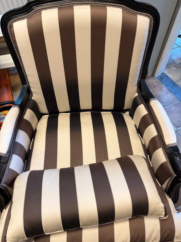 Klassieke fauteuil met streepdessin, Ophalen, Nieuw, 75 tot 100 cm, Klassiek, Barok, Gestreept