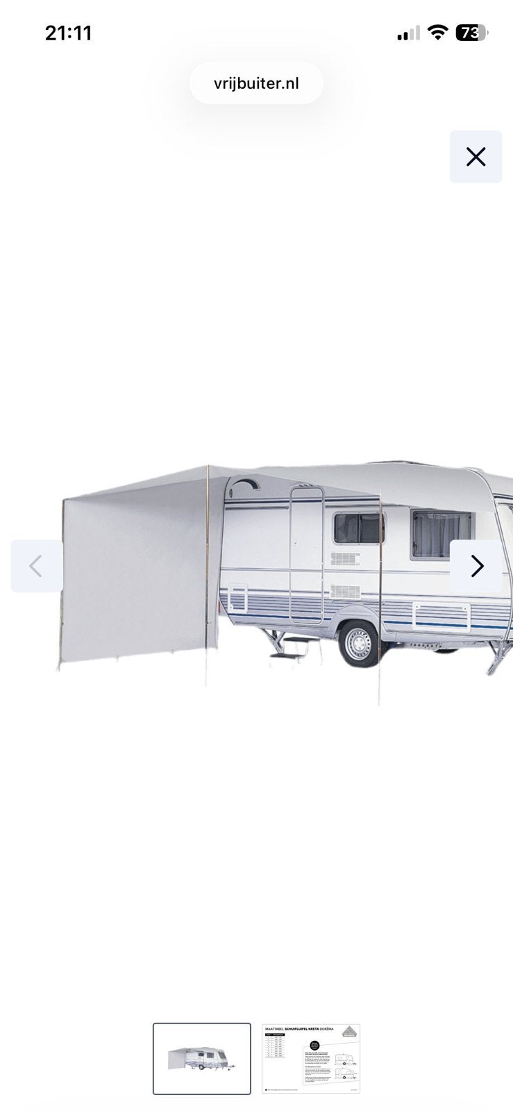Dorema schuifluifel kreta nieuw   maat 9. 940-980 cm, Ophalen of Verzenden, Nieuw