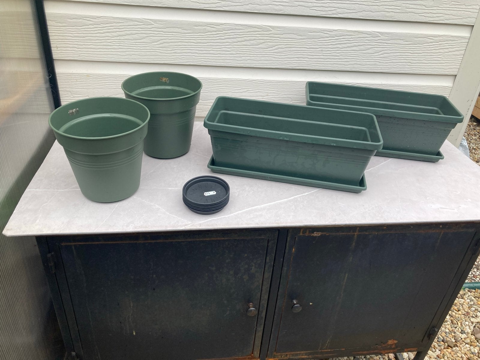 Elho Bloempotten en Plantenbakken Set - Groen, Tuin en Terras, Bloembakken en Plantenbakken, Ophalen, Kunststof, Gebruikt, Minder dan 30 cm